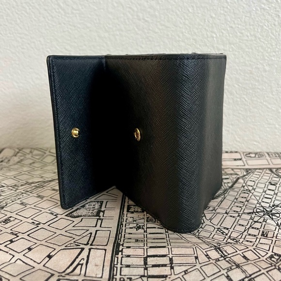 Kate Spade Black Trifold Wallet with Striped Interior - Picture 3 of 8